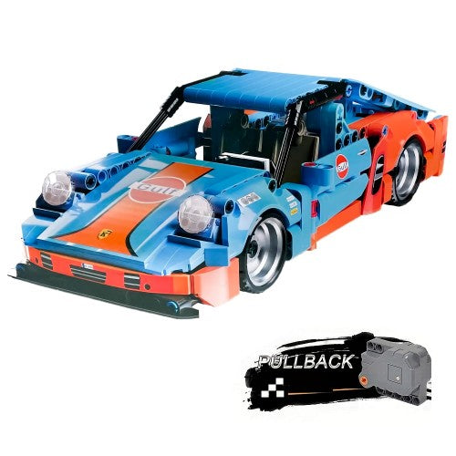 Car Building Blocks Set, 1:18 Scale Sports Car Model with Pull Back Motor