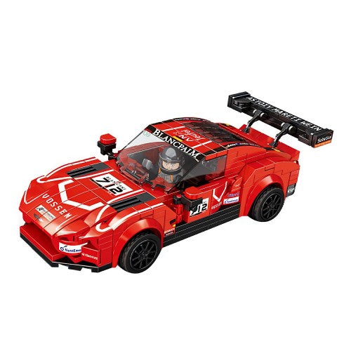 Car Building Blocks Set, 1:18 Scale Sports Car Model with Pull Back Motor