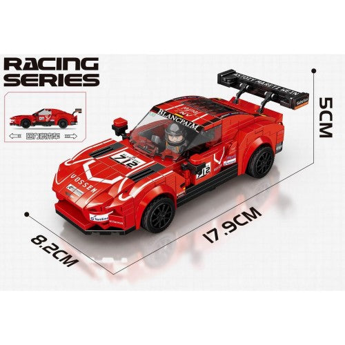Car Building Blocks Set, 1:18 Scale Sports Car Model with Pull Back Motor