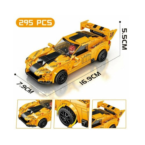 Car Building Blocks Set, 1:18 Scale Sports Car Model with Pull Back Motor