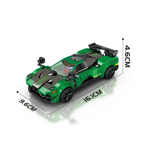 Car Building Blocks Set, 1:18 Scale Sports Car Model with Pull Back Motor