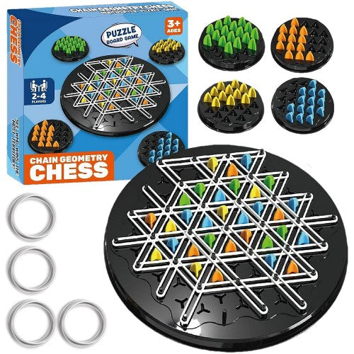 链式几何象棋、链式三角拼图棋盘游戏,适合儿童、成人和家庭的 2 至 4 人策略游戏