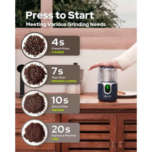Cordless Coffee Grinder, Electric Bean Spice Grinder with 304 Stainless Steel Blade, 85 Grinds Per Charge for Home, Kitchen, Travel - ICG-1001L