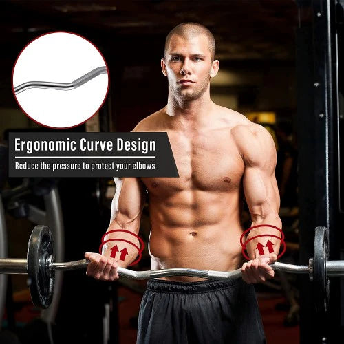 Olympic Curl Bar, 47 inch EZ Curl Barbell, 400 LB Weight Capacity Lifting Bar for Strength Training, Biceps Curl and Triceps Extensions