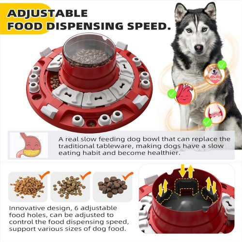 Interactive Dog Puzzle Feeder Toy – 3-Level Adjustable Food Dispenser for Dogs, Slow Feeder Brain Game Toy, Mental Enrichment Treat Puzzle with Press Mechanism – Durable & Non-Slip Design
