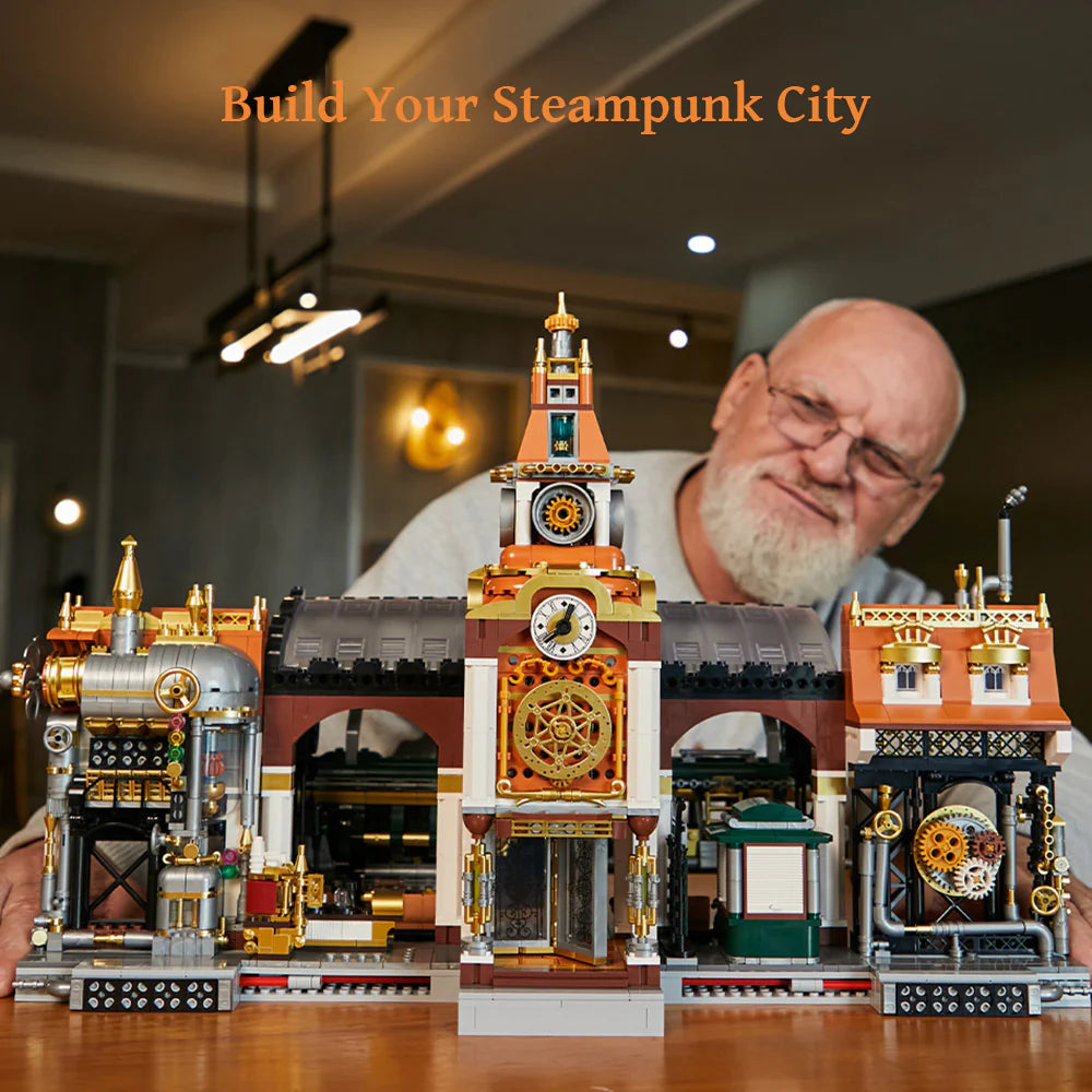 Pantasy Steampunk Series Railway Station 85007 | Collectible Building Set for Adults & Kids | Creative Architecture Display To