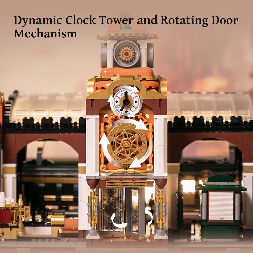Pantasy Steampunk Series Railway Station 85007 | Collectible Building Set for Adults & Kids | Creative Architecture Display To