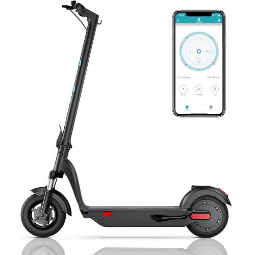 SmooSat MAX 电动滑板车,500W 折叠电动滑板车,带智能 APP,10 英寸轮胎,前悬架,续航里程 48 公里,最高速度 30 公里/小时,最大负载 264 磅