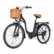 KORNORGE C6 电动自行车,26 英寸城市通勤电动自行车,配备 350W 电机、LED 大灯、Shimano 7 速、3 种模式、最高速度 15.5 MPH