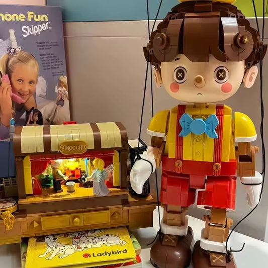 匹诺曹长鼻子卡通人物积木套装 | 3D 布偶人物模型玩具,适合成人和儿童 | 创意桌面装饰和生日礼物