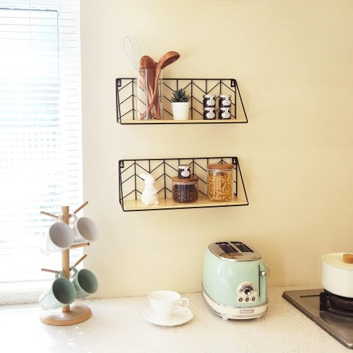 Metal Floating Shelves, Wall Mounted Display Shelves with Rustic Arrow Design for Home, Bedroom, Living Room, Office (2 Pack)