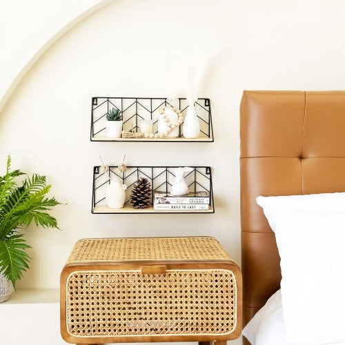 Metal Floating Shelves, Wall Mounted Display Shelves with Rustic Arrow Design for Home, Bedroom, Living Room, Office (2 Pack)