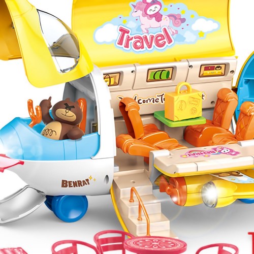 Boss Bear Airplane Roleplay Set, 1:12 Group Travel Plane Play House Тоу Set for Kids