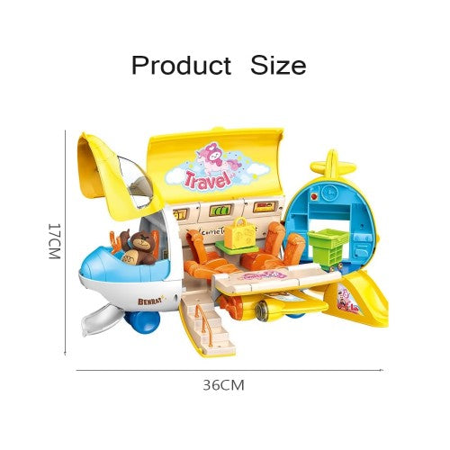 Boss Bear Airplane Roleplay Set, 1:12 Group Travel Plane Play House Тоу Set for Kids