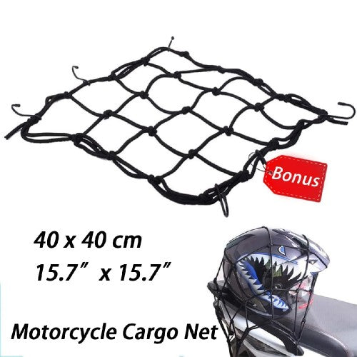 Helmet Bag, Waterproof Motorcycle Tail Bag Backpack with Waterproof Cover, Extra Cargo Net (Black)