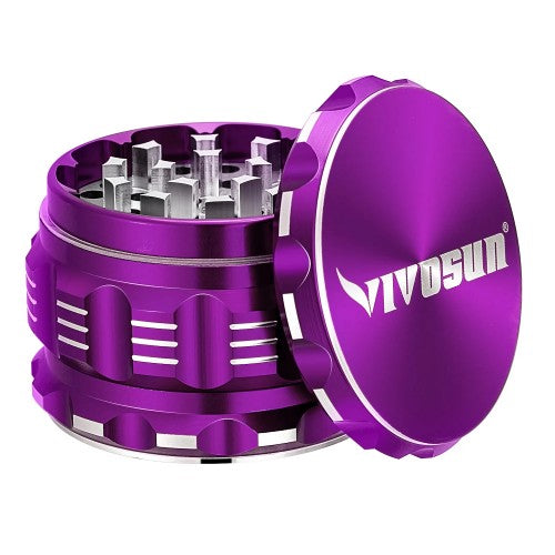 VIVOSUN 2.5" inch Herb Grinder, 4-Layer Aluminum Spice Grinder with Magnetic Lid, Mesh Screen for Home, Kitchen, Spices, Herbs - 03