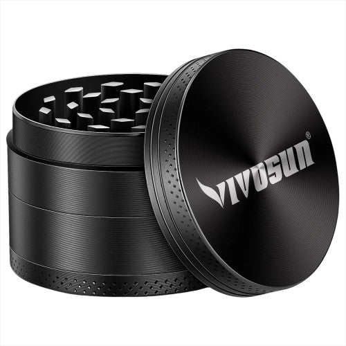 VIVOSUN 2.5 英寸香草研磨机,5 层铝制香料研磨机,带磁性盖和网筛,适用于家庭、厨房、香料、香草(黑色)- X002K6GGW9