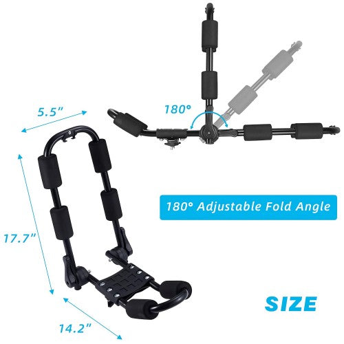 Kayak Roof Rack Set, 2 Foldable J-Bar Roof Carrier for Kayaks, Canoes, Surfboards on Crossbar of Cars, SUVs