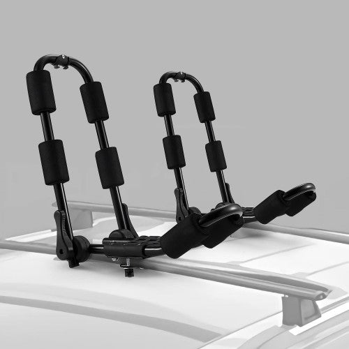 Kayak Roof Rack Set, 2 Foldable J-Bar Roof Carrier for Kayaks, Canoes, Surfboards on Crossbar of Cars, SUVs