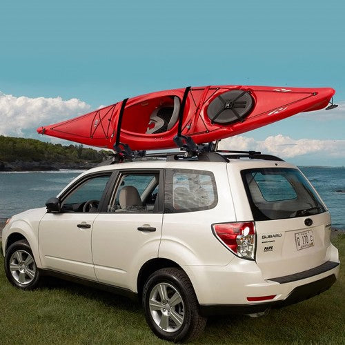 Kayak Roof Rack Set, 2 Foldable J-Bar Roof Carrier for Kayaks, Canoes, Surfboards on Crossbar of Cars, SUVs