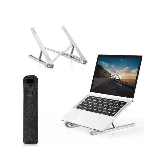 Aluminum Laptop Stand, Foldable Portable Notebook Stand with Adjustable Height, Ventilated Cooling for Laptops, Tablets
