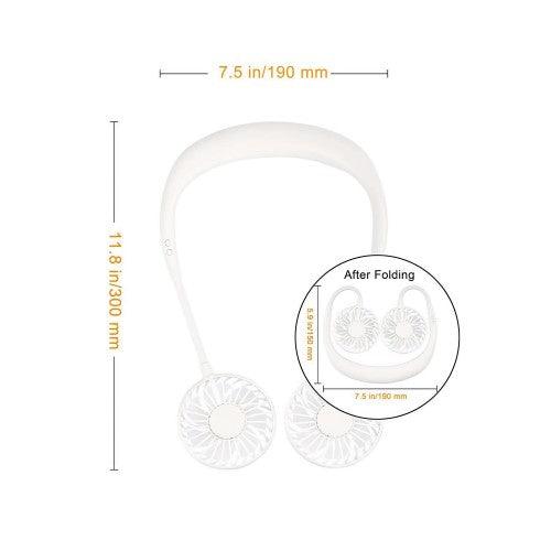 便携式颈扇可充电 USB 免提风扇,带 3 级气流,7 个 LED 灯,适用于家庭办公室旅行室内室外