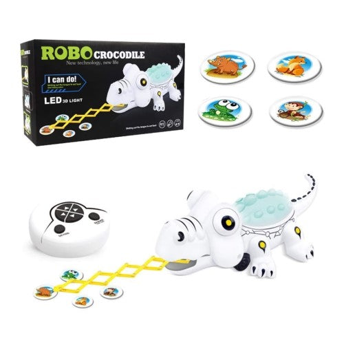 互动机器鳄鱼玩具,2.4G 无线遥控鳄鱼玩具,带 LED 灯、声音、行走功能、吐舌
