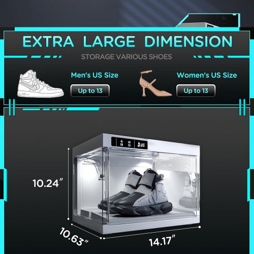 💡智能控制鞋盒,可堆叠运动鞋展示盒,带 LED 灯,自动开启,智能控制(4 件装)
