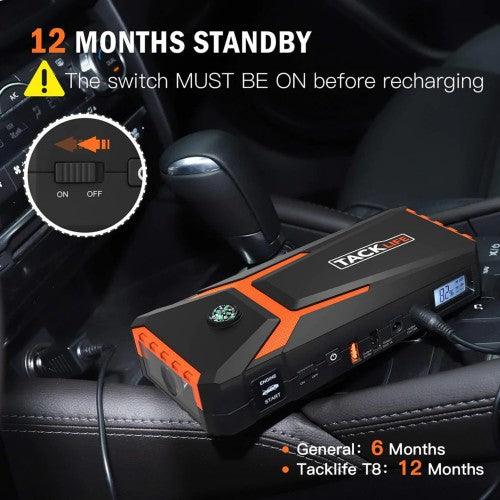 TACKLIFE T8 800A 峰值 18000mAh 汽车启动器,最高可达 7.0L
