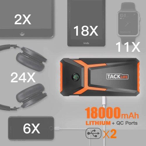TACKLIFE T8 800A 峰值 18000mAh 汽车启动器,最高可达 7.0L