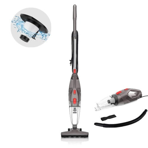 吸尘器,450W 轻型有线直立式吸尘器,配备 15KPa 吸力、H12-HEPA 过滤器、0.8L 集尘杯
