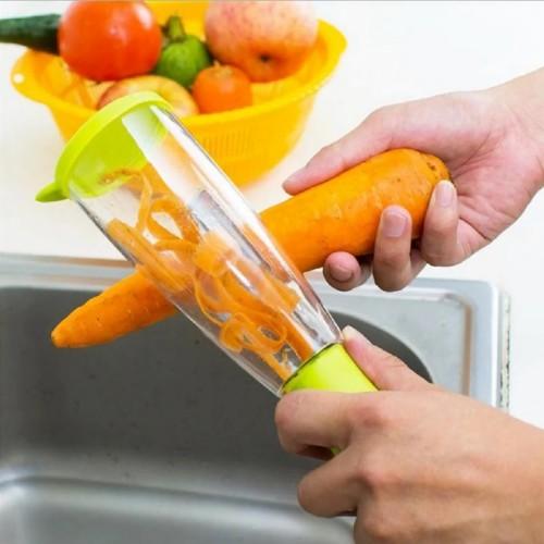 厨房多功能蔬菜水果削皮器带储物容器,防滑手柄
