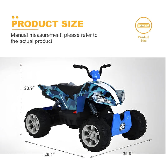 2025 Uenjoy S2888 24V Off-Road 4×4 Kids Ride On ATV Blue Regular price$499.99 CAD Sale price$299.99 CADSale