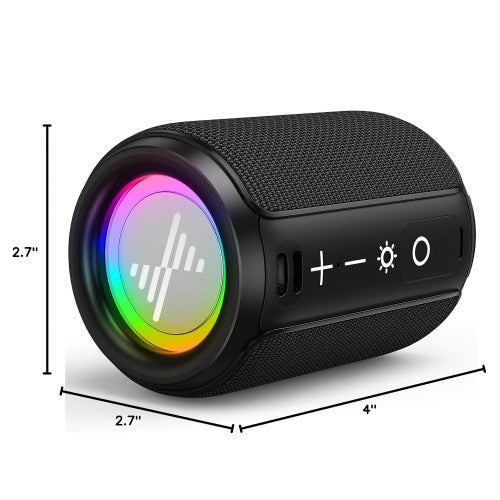 F20 RGB LED Wireless Speaker, Portable Blueooth Speaker with TWS, IPX5 Waterproof, LED Lights, TF Card Slot for Home, Travel, Parties, Beach (Black)