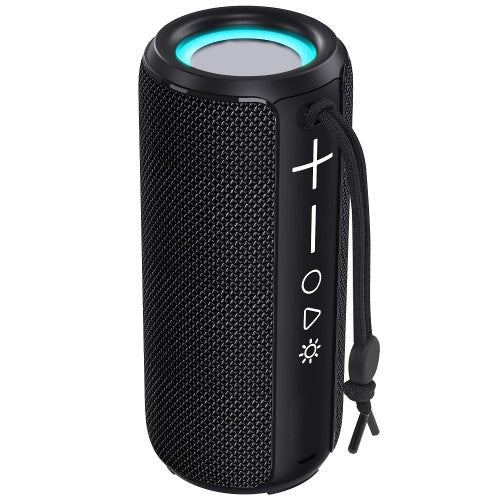 F21 RGB LED Wireless Speaker, Portable Blueooth Speaker with TWS, IPX6 Waterproof, LED Lights, TF Card Slot for Home, Travel, Parties, Beach (Black)
