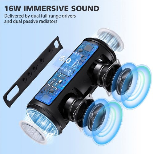 F21 RGB LED Wireless Speaker, Portable Blueooth Speaker with TWS, IPX6 Waterproof, LED Lights, TF Card Slot for Home, Travel, Parties, Beach (Black)