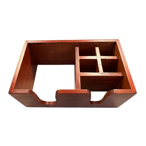 6 隔层桌面收纳盒,26 x 16 x 11 厘米,红木饰面木制收纳盒