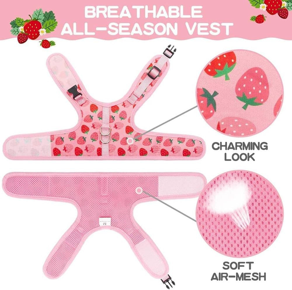 Pink Cat Harness with Leash Escape Proof Mesh Puppy Outdoor Walking Harness for Small Pets Chihuahua Teddy Cats Clothes