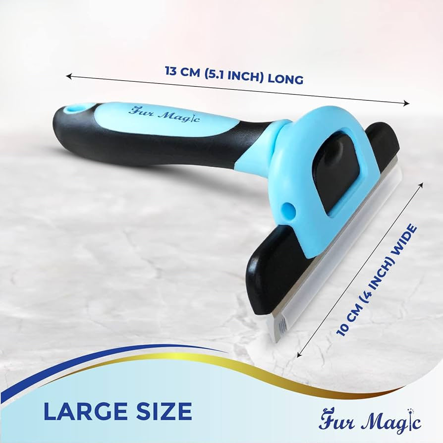 Fur Magic Deshedding Tool, Pet Grooming Brush for Dogs & Cats, Reduce Shedding and Remove Knots, Mats and Loose Undercoat, Large Size