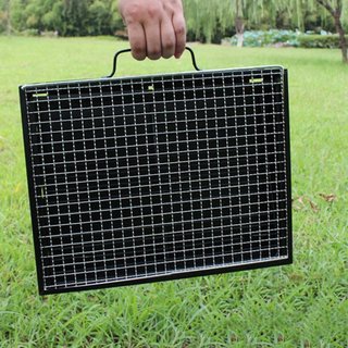 便携式烧烤炭烤架无需组装户外方形野营炊具火坑带不锈钢火花屏盖(20''x 14.2''x 7.9'')