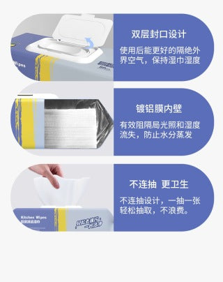 Product pack display showing 80-count wipes with blue and yellow packaging