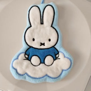Miffy towel hanging loop detail - pink plastic loop for easy hanging on hooks or bars