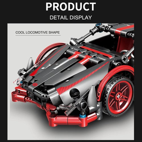 MOC 积木套装,高科技跑车模型益智玩具,带回力马达