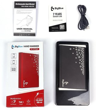 BigBlue 可充电暖手器 3 合 1,10000mAh 电池充电器,带应急灯,便携式可重复使用暖手器,双面加热器,适用于狩猎、高尔夫、滑雪、露营、男女礼物
