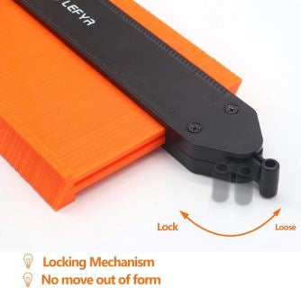 带锁轮廓规,LEFYR 10 英寸加宽轮廓轮廓规塑料梳状复制工具测量不规则角落和轮廓 - 曲线和奇数形状的即时模板