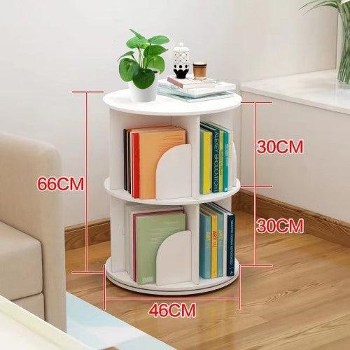 360° Rotating Stackable Bookshelf Organizer (WHITE)