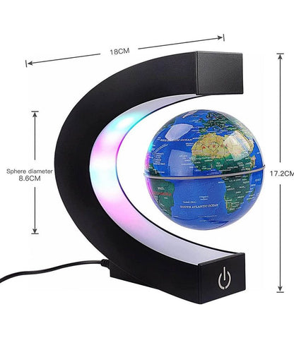 带 LED 灯的磁性漂浮地球仪，C 形反重力磁悬浮装饰，适用于办公桌、办公室、家居