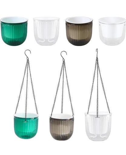 2pcs non-Toxic and Odorless Hanging Flowerpot for Natural Environment Flowerpot Self ABS Hydroponic Absorbing Plant, Transparent W/Chain, 16.5cm