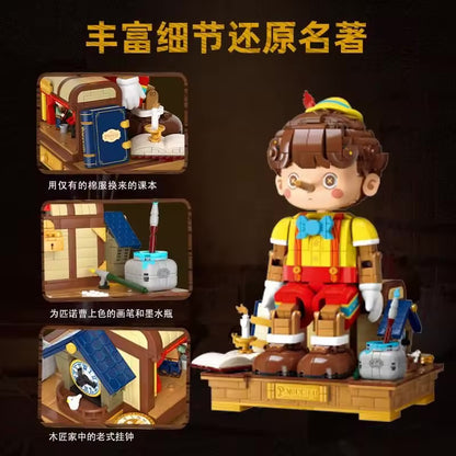 Pinocchio Long Nose Cartoon Figure Building Blocks Set | 3D Muppets Character Model Toy for Adults & Kids | Creative Table Decoration & Birthday Gift