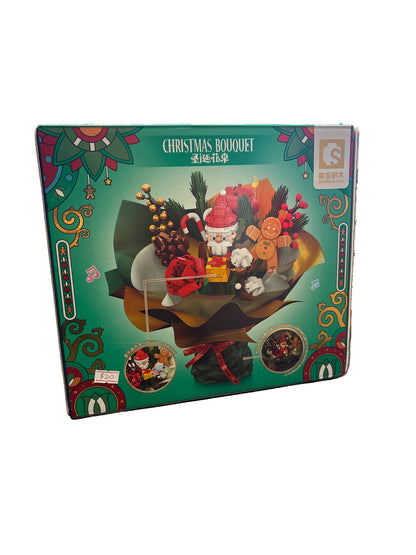 Sembo Block Christmas Bouquet Building Set – Santa, Gingerbread Man, Holiday LEGO-Style Flowers, Music Box & Light-Up Decoration